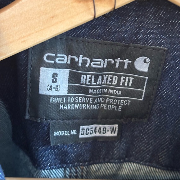 Carhartt Women’s Relaxed Fit Denim Chore Coat NWT Rugged Flex Dark Wash (S 4–6) - Picture 4 of 11